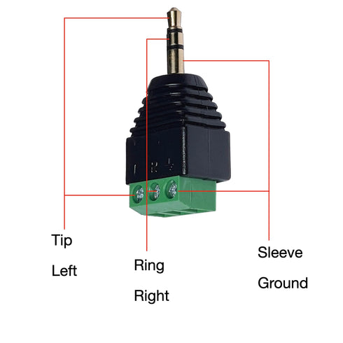 3.5mm Stereo TRS Male Plug to AV Screw Audio Balum Terminal, Solder-Free, Quick Screw Connection for Surveillance and Engineering Projects (4 Pack...