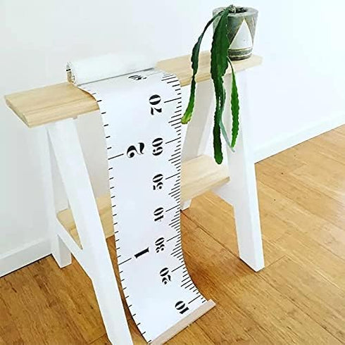 Kids Growth Chart, Wood Frame Fabric Canvas Height Measurement Ruler from Baby to Adult for Child's Room Decoration 7.9 x 79in (7.9 x 79in, White ...