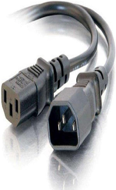C2G Power Cord, Short Extension Cord, Power Extension Cord, 16 AWG, Black, 1 Foot (0.30 Meters), Cables to Go 29964...