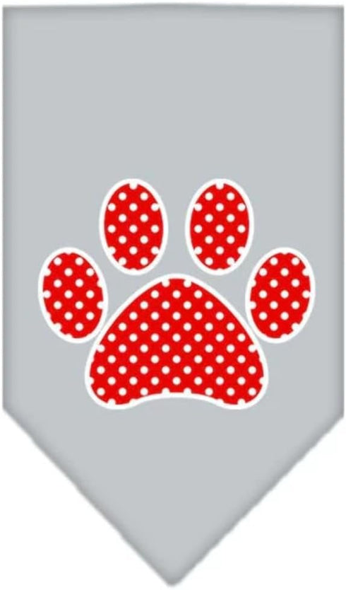 Pet and Dog Bandana Screen Printed, Red Swiss Dot Paw Yellow Small...