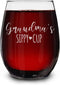 shop4ever Grandma's Sippy Cup Engraved Stemless Wine Glass 15 oz. Mother's Day Gift for Grandmother...