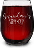 shop4ever Grandma's Sippy Cup Engraved Stemless Wine Glass 15 oz. Mother's Day Gift for Grandmother...