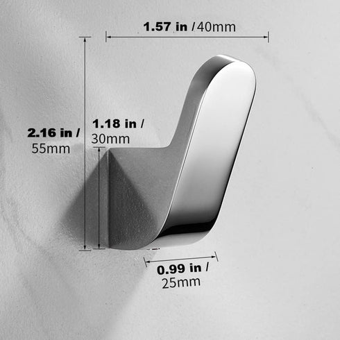 Single Towel Hook Clothes Hook for Bathroom Kitchen Robe Hook Coat Hook Hat Hook, Wall Mounted with Screws, Silver Chrome, 2 Pack...