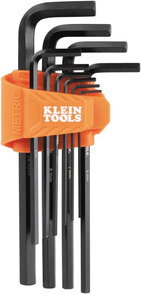 Klein Tools LS10M 10-Key Metric Hex Key Caddy Set, Long Reach Keys, Sizes 1.5 to 10mm, Heat-Treated, Black Phosphate...