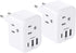 2 Pack European International Power Plug Adapter with 3 Outlets 3 USB Charging Ports(1 USB C), Travel Essentials to Italy,Greece,Israel,France, Sp...