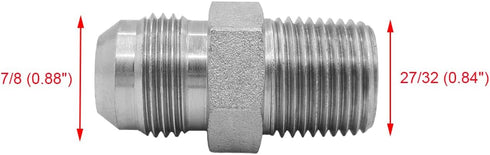 (2-PACK) 2404-10-08 Hydraulic Hose Adapter Fitting 5/8" Male JIC 37° Flare (7/8"-14UNF) × 1/2" Male (1/2"-14NPTF) SAE Straight Pipe Joints Tube Co...