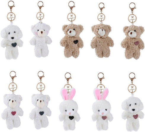 Brown Bear Pink Heart Plush Stuffed Keychain For Backpack, Plush Keychain, Soft Cotton Key Chain For DIY Keychain Crafts Stuffed Animals,Car Acces...