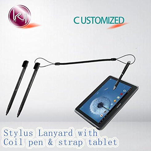 Kang Yuan Black Elastic Tether Lanyards Stylus Pens Coil Strap Tablet/Touchscreen Tether with Top Port, Retractable Coiled Spring (50 pcs)......