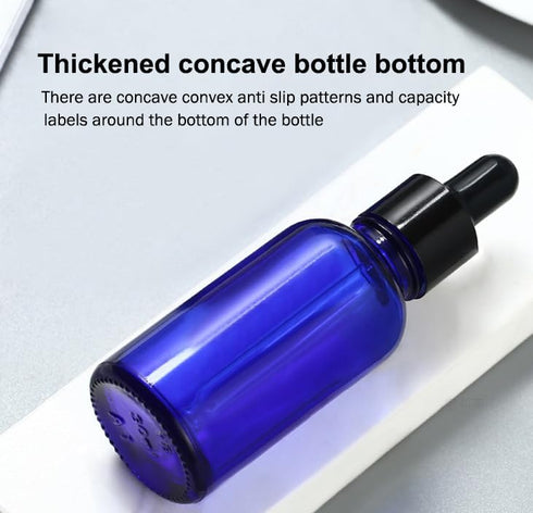 AKOAK 30ml Blue Glass Bottle with Dropper - for Essential Oils or Laboratory Chemicals, Pack of 3...