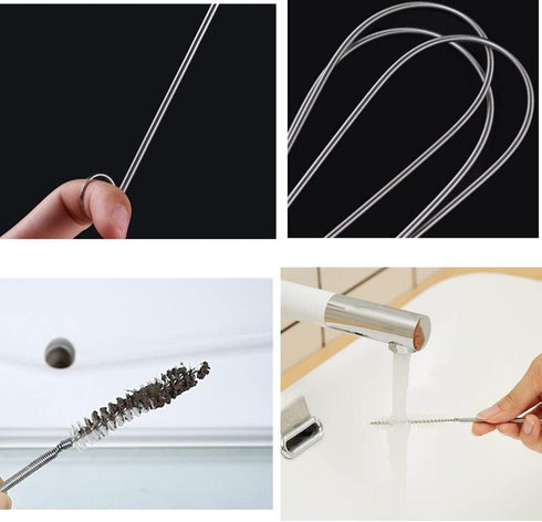 60 Inch Extra Long Flexible Tube Pipe Cleaner Brush Fridge Cleaning Tool, Stainless Steel Drain Tube Cleaning Brushes for Sink Refrigerator Kitche...
