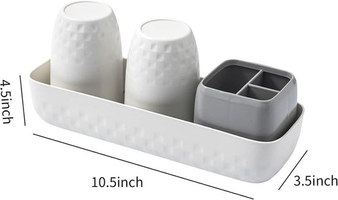 Toothbrush Holder for Bathrooms, Toothbrush Organizer Countertop for Toothbrush Storage, Toothbrush and Toothpaste Holders Set with 3 Slots, Tooth...