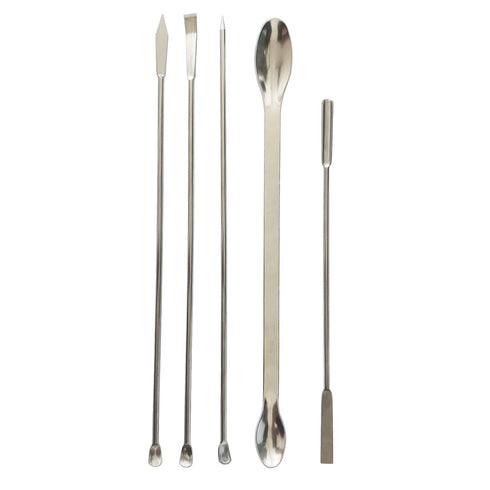 5 Pack Lab Spoons Micro Lab Spoon Scoop with Nickel Stainless Steel Laboratory Mixing Spatula Sampling Spoon for Combination Reagent, Powd...