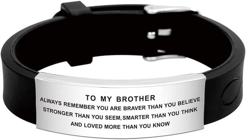 FALOGIJE Brother Gifts Inspirational Wristband Bracelet from Sister, Brother Birthday Graduation Gifts, Fathers Day, Christmas...