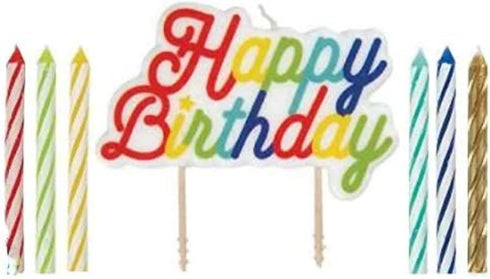 Vibrant Multi-Colored Birthday Candle Set with Large "Happy Birthday" Pick - (Pack of 13) - Premium Quality & Eye-Catching Design - Great for All ...