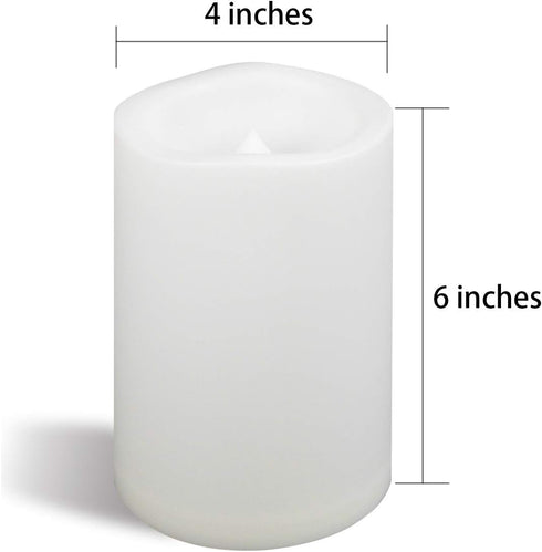 Waterproof Outdoor Battery Operated Flameless Candle Remote Timer Large Tall White Plastic Realistic Flickering Electric LED Pillar Lantern Garden...