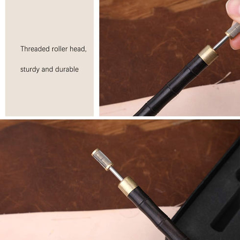 DIUDUS Leather Edge Dye Pen Edge Dye Roller Pen Wood Handle Stainless Steel Top Edge Dye Roller Oil Pen, Leather Edge Painting Roller Tools for Le...
