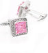 Rose Pink Crystal Cufflinks Silver tone Crystal Gem stone Cuff links YW20P...