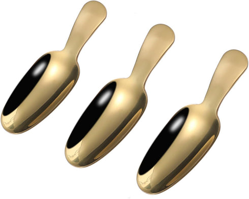 JANKOW Golden Short Handle Tea Scooper for Loose Tea Leaves, 304 Stainless Steel Tea Spoon, Mini Dessert Sugar Teaspoon for Salt Condiments Desser...