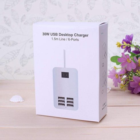 6 Ports USB Charger Hub Desktop US Plug AC Power Wall Travel Charging Adapter Slots Charging Station...