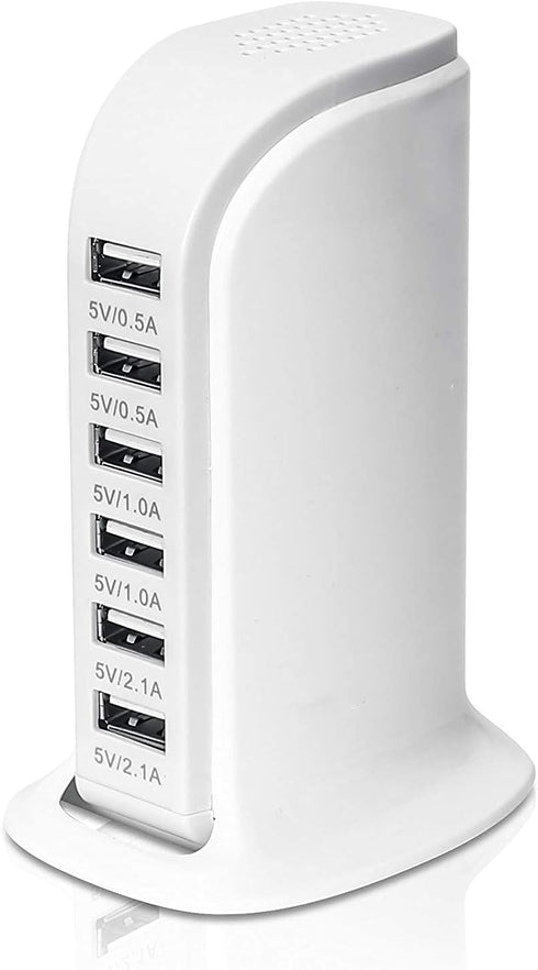 6-Port USB Wall Charger Desktop Charging Station Quick Charge 2.1,Compatible with iPhone14,Samsung,LG, Nexus, Nokia, Lumina, HTC, Pixel and More(W...