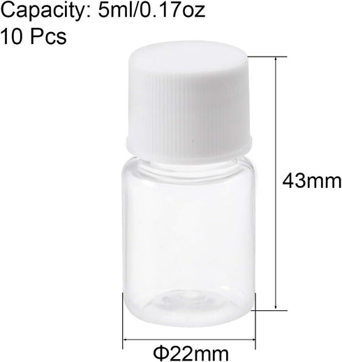 uxcell Plastic Lab Chemical Reagent Bottle, 5ml/0.17oz Wide Mouth Sample Sealing Liquid Storage Container, Transparent 10pcs...