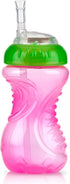 Nuby No-Spill Soft Straw Easy Grip Sippy Cup for Girls - (3-Pack) 10 Oz - 12+ Months...