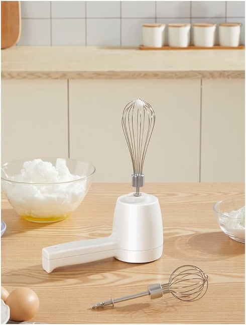 Portable Wireless Hand Mixer, USB Rechargable Handheld Egg Beater with 2 Detachable Stir Whisks, 5 Speed Modes, Mini Cordless Helper for Kitchen B...