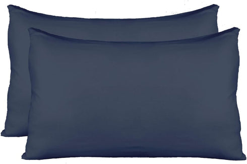 Extra Soft Jersey Knit Pillow Cases, Standard Size with Hidden Zipper, Soft Than Cotton, Pack of 2, Navy...