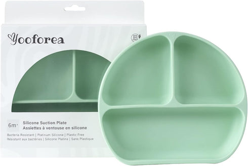 Yooforea Platinum Silicone Baby Suction Plate (Upgraded), Baby Led Weaning Plate, 100% Food Grade Silicone, Non Sticky Stain Resistant by UV Treat...
