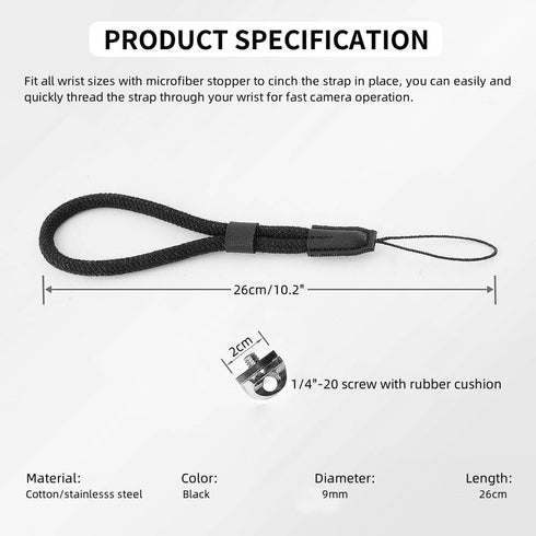 Camera Wrist Hand Strap Soft Cotton Lanyard String Rope compatible for Sony A6700 A6600 A6500 A6400 A6300 A6100 A6000 Small Light Mirrorless Camer...