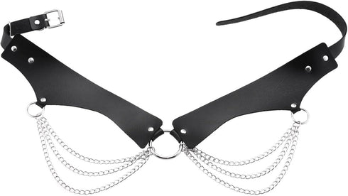 Women Girls Leather Waist Belt Punk Chain Leather Body Waist Belt Goth Layered Accessories Belt...