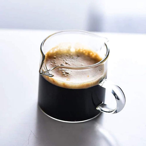 BCnmviku Shot Glasses Espresso Parts Double Spouts Milk Cup Clear Glass (Clear Glass-2Pack)...