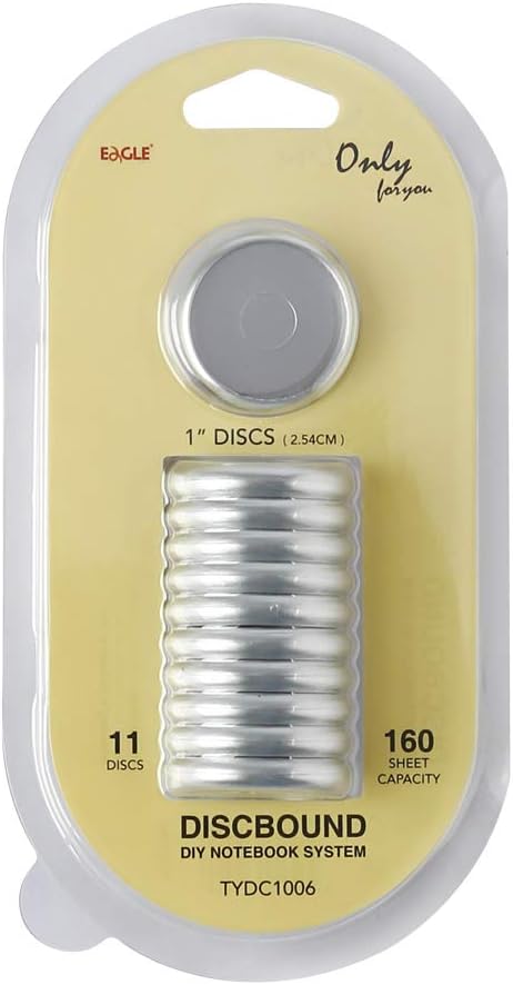Eagle Discbound Expansion Discs, 1 Inch, Suitable for Customizable Discbound Notebooks and Planners, Clear, Pack of 11 (Matt Silver)...