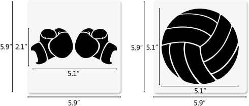 Sports Stencils, 16 Pcs Sports Ball Stencils, Football Basketball Golf Soccer Baseball Racing Diving Reusable Plastic Template for Painting on Woo...