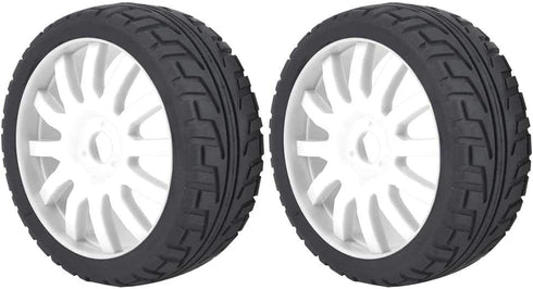 2Pcs Wheel Rim, Racing Car Rubber Wheel Hub Tires for 1/8 On-Road Racing RC (White)...