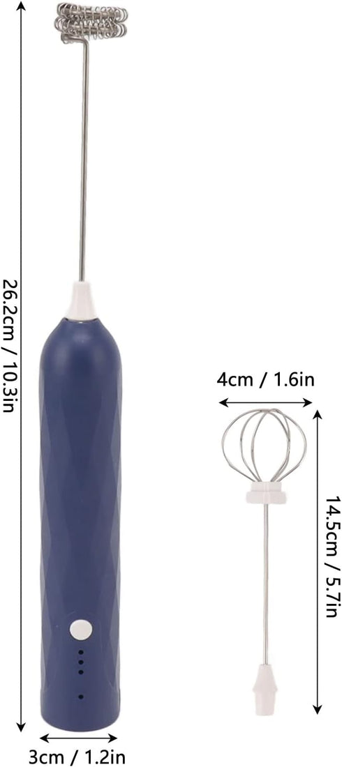 Handheld Milk Frother, Coffee Foam Maker USB Rechargeable Hand Drink Mixer 3 Speeds Electric Whisk Adjustable Hand Held Blender with 2 Heads for C...