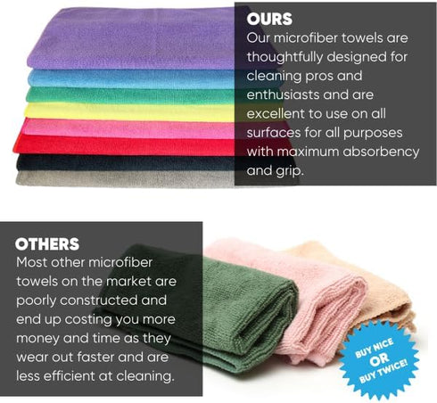 12" x 12" Pro Multi-Surface Microfiber Cleaning Cloths | Black - 12 Pack | Premium Microfiber Towels for Cleaning Glass, Kitchens, Bathrooms, Auto...
