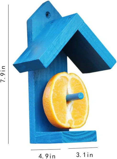 Wood Single Oriole Fruit Feeder Jelly Mealworm Bird Feeder Roof Great for Garden Outdoor Bird Lover Gift Attracting Wild Birds Finch Cardinal and ...