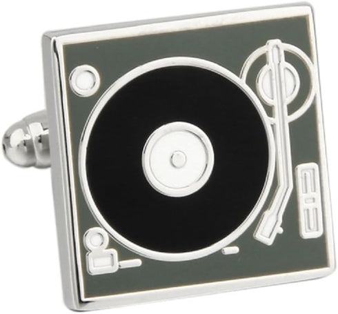MRCUFF Turntable Record Player DJ Music Pair of Cufflinks in a Presentation Gift Box & Polishing Cloth...