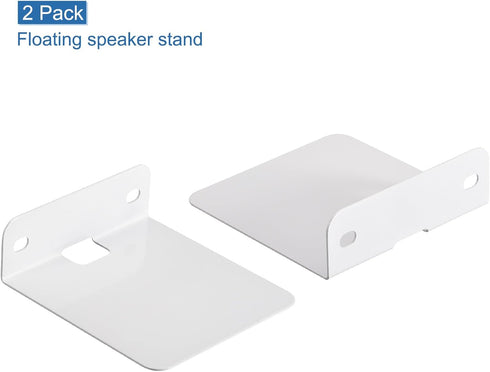 MECCANIXITY Floating Speaker Shelves, Metal Speaker Wall Support Studio Monitor Speaker Bookshelf Stand White Pack of 2...