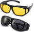 2Packs Unisex HD Day Night Driving UV400 Sunglasses Fit over Glasses Anti Glare...