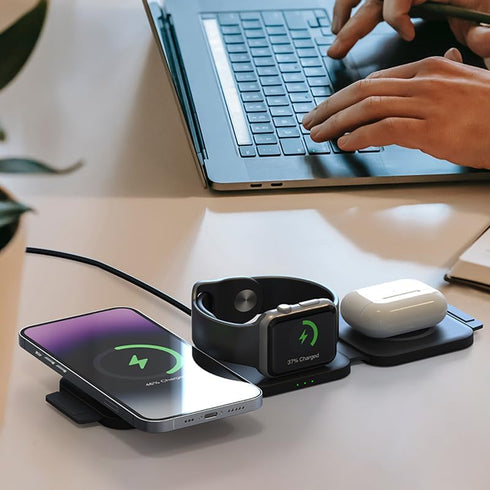 Flexora Wireless Charger 3 in 1 Charging Station for Smart Phone,Magnetic Foldable Charger for Travel,Wireless Charger Pad for iPhone,AirPods Wire...