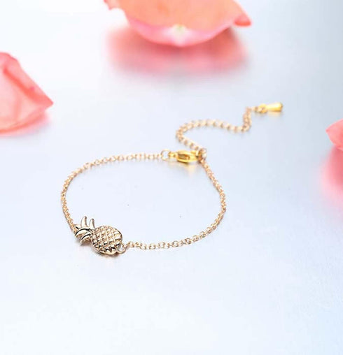 Gold Pineapple Bracelet Anklets for Women Hawaii Boho Beach Adjustable Bracelet Ankle...