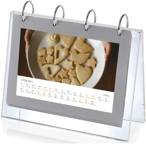 Leoyoubei Slant Back Sign Holder,Sign Stand,Poster Frame,Horizontal Display 5x7 inch PVC Photo Clip Flip Display 7 Pages-14 Sides Photos 4 Rings S...
