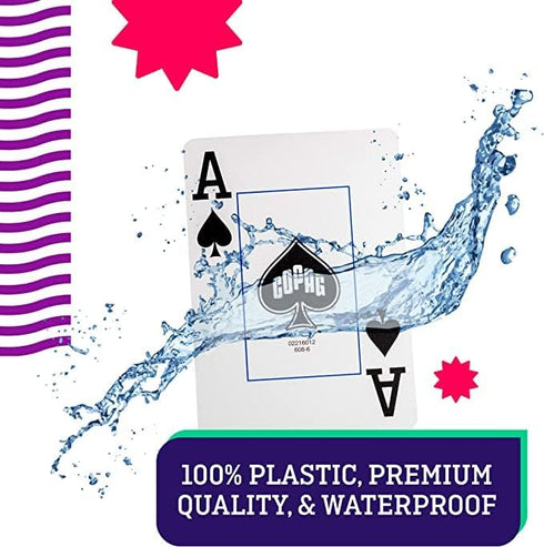 Copag 1546 Neoteric Design 100% Plastic Playing Cards, Bridge Size (Narrow) Regular Index Yellow/Pink/Blue Double Deck Set...