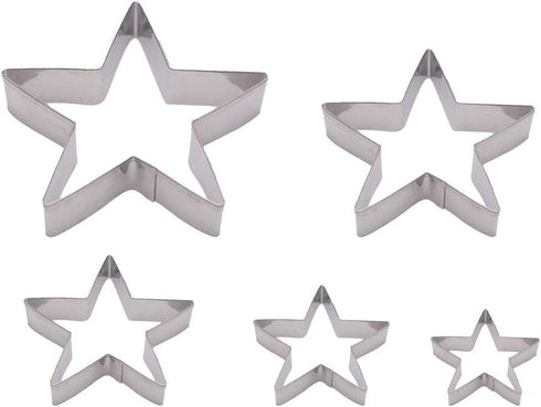 Star Cookie Cutters - Set of 5 Stainless Steel Stars - Five-Pointed Biscuit Molds for Fondant Cake & Cookies...