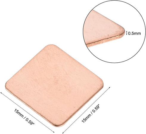 uxcell Flat IC Chipset Thermal Copper Heatsink for CPU GPU 15 x 15 x 0.5mm 20pcs...