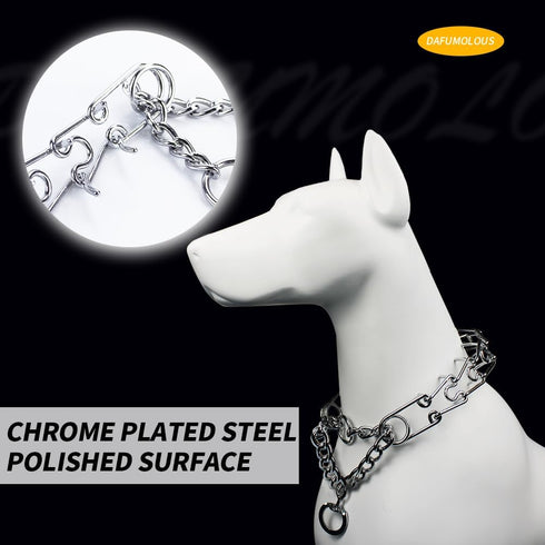Chrome Plated Prong Dog Collar,no Pull Dog Prong Collar with Spikes,Choke Collar for Dogs Pinch Training Collar (3.5 * 24in)...