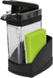 Casabella Sink Sider Solo Kitchen Soap Pump and Sponge Caddy, Black/Chrome - 2-in-1 Soap and Sponge Caddy, One-Hand Soap Dispensing, Ergonomic Des...