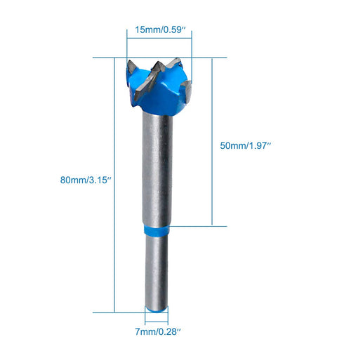 19/32 Inch / 15mm Forstner Drill Bit, 0.59375 Inch Boring Bit Cutter Tungsten Carbide Wood Hole Saw Auger Opener, Woodworking Hole Opener Hinge Ho...
